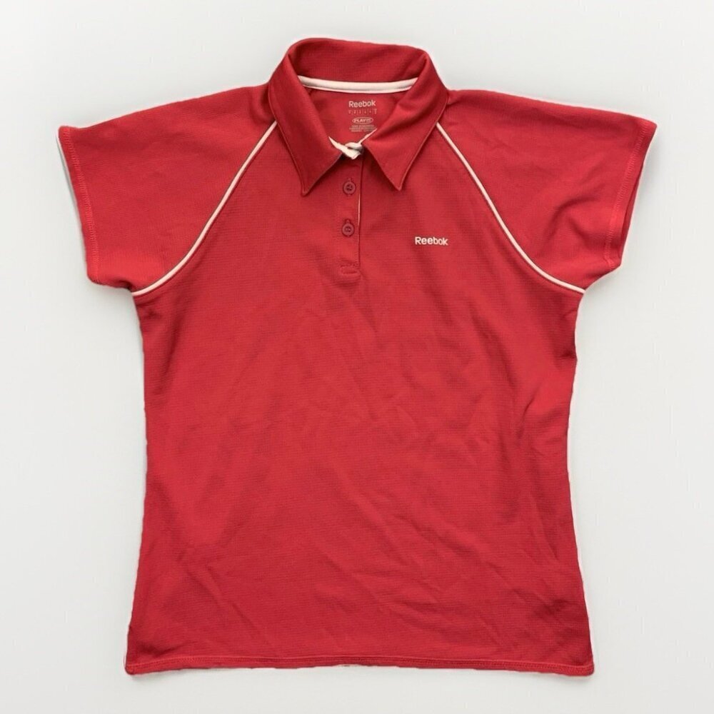 Reebok Women's Top Size S Red Polo Shirt Short Sleeves Collared Play Dry GUC